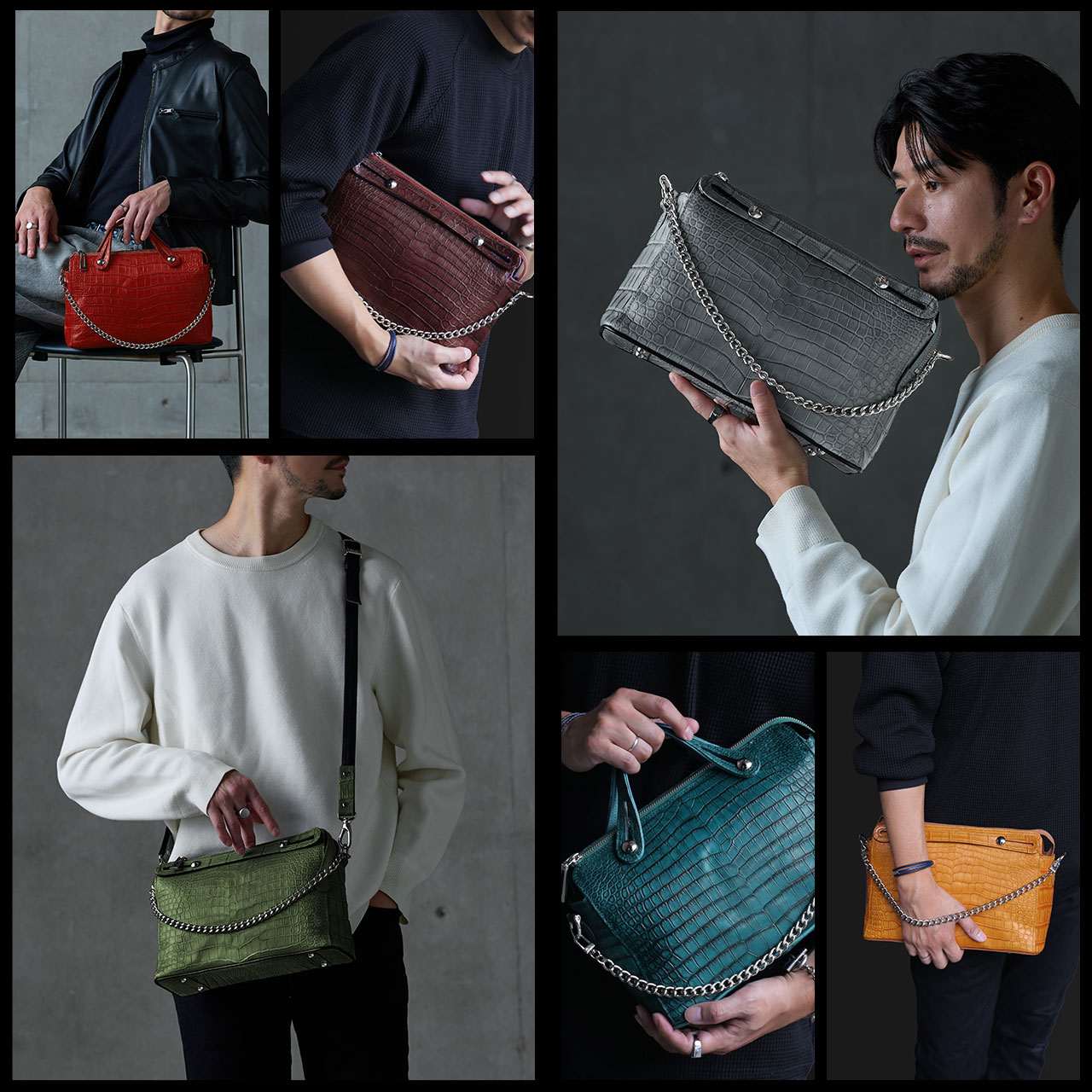 sankyo shokai（三京商会） スモールクロコダイル メンズバッグ 2way 