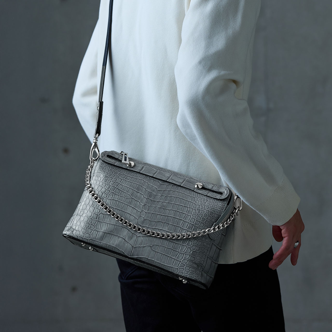 sankyo shokai（三京商会） スモールクロコダイル メンズバッグ 2way