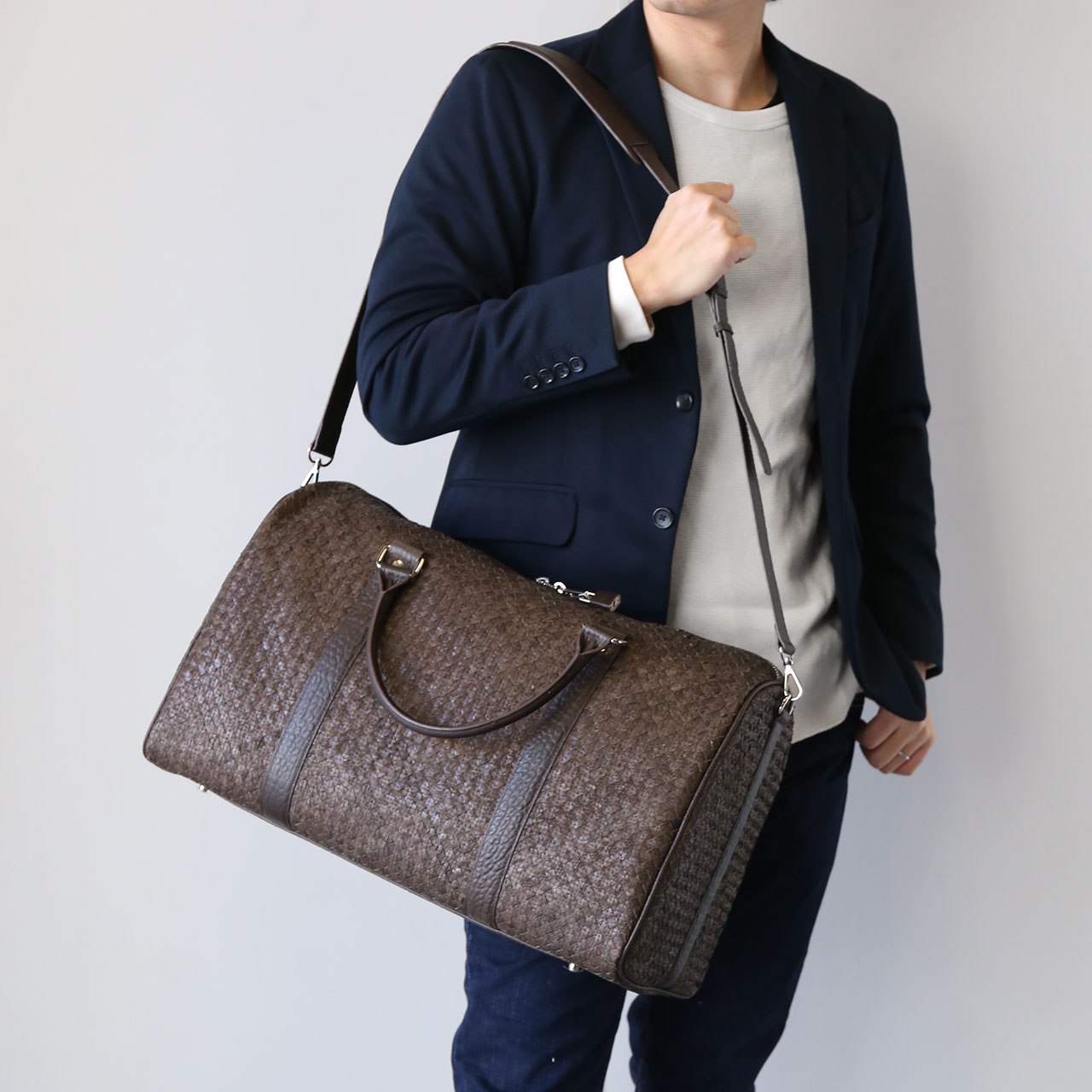 パイソン メッシュ ボストンバッグ 2way バッグ 両開ファスナー式 南京錠 ショルダーベルト 付き 特大 30L 高級感 ギフト プレゼント(06001949r)【爆買!!】の画像