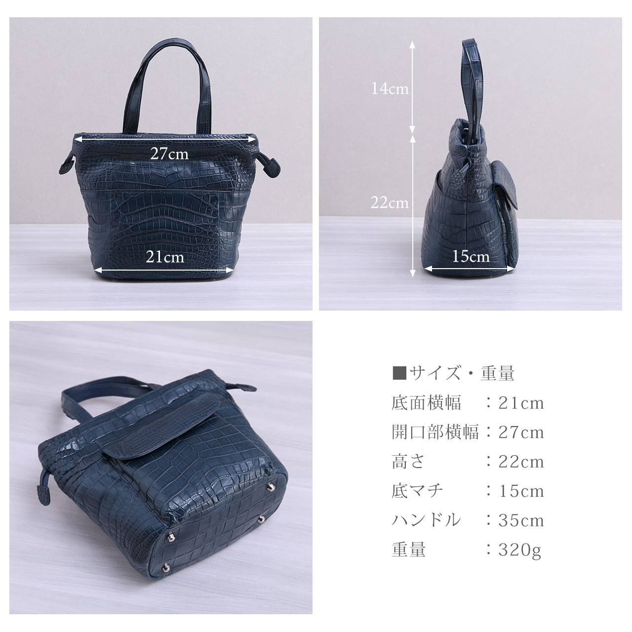 クロコダイル ハンドバッグ レディース 2way 巾着 バッグ マット加工 軽量 アウトポケット 保証書 付き A5収納 鰐革 ギフト プレゼント(06001960r)の画像