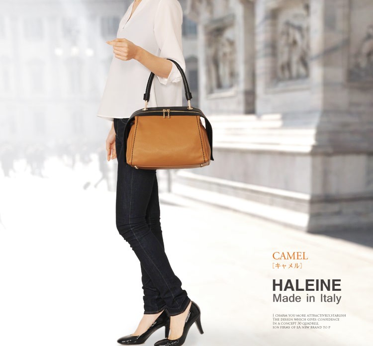 HALEINE（アレンヌ） ブランド イタリア製 牛革 ハンドバッグ バイ