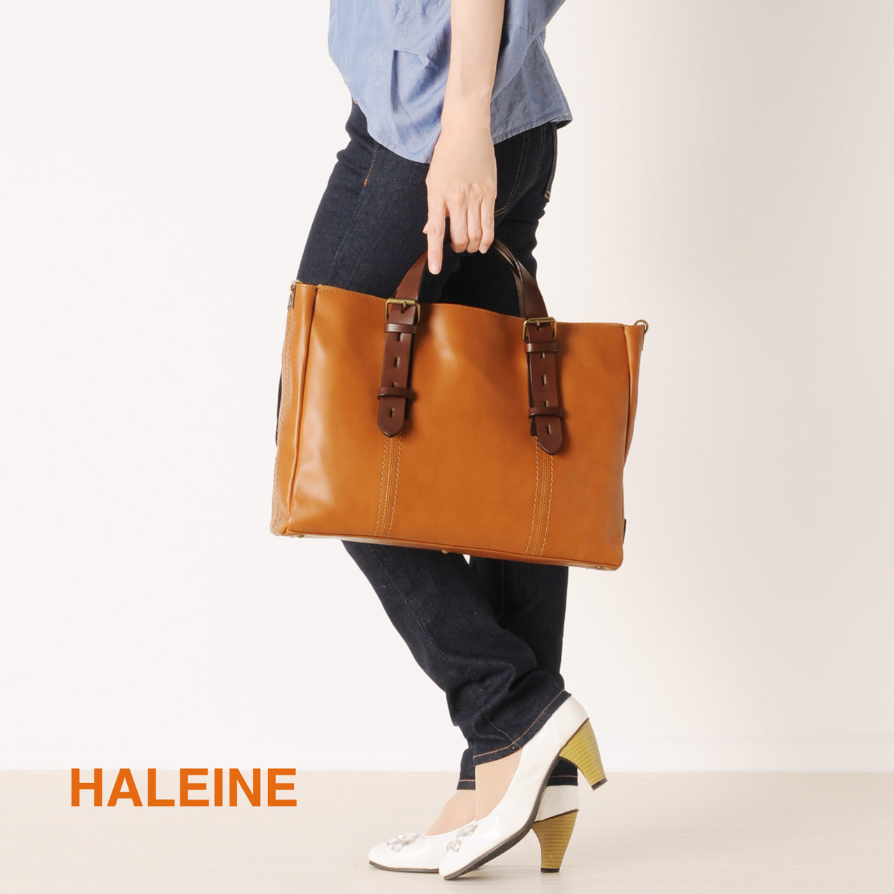 HALEINE［アレンヌ］ 牛革 トートバッグ 2way 日本製 ヌメ革 ハンドル