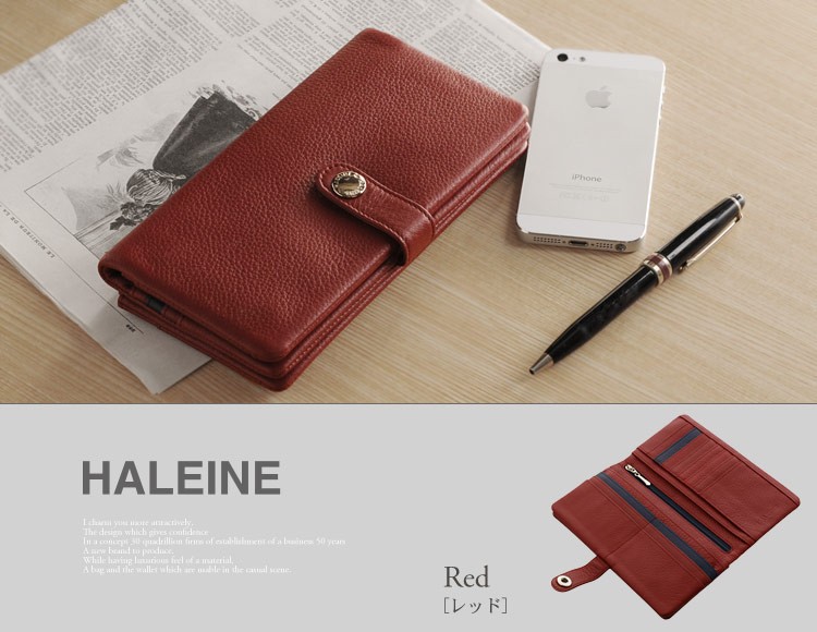 HALEINE [アレンヌ] 本革 長財布 ナチュラル シュリンク レザー バイカラー 多機能 スマホ財布 / メンズ (No.07000150-mens-1)