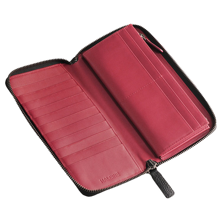 HALEINE（アレンヌ） 本革 ラウンドジップ 長財布 シュリンク レザー