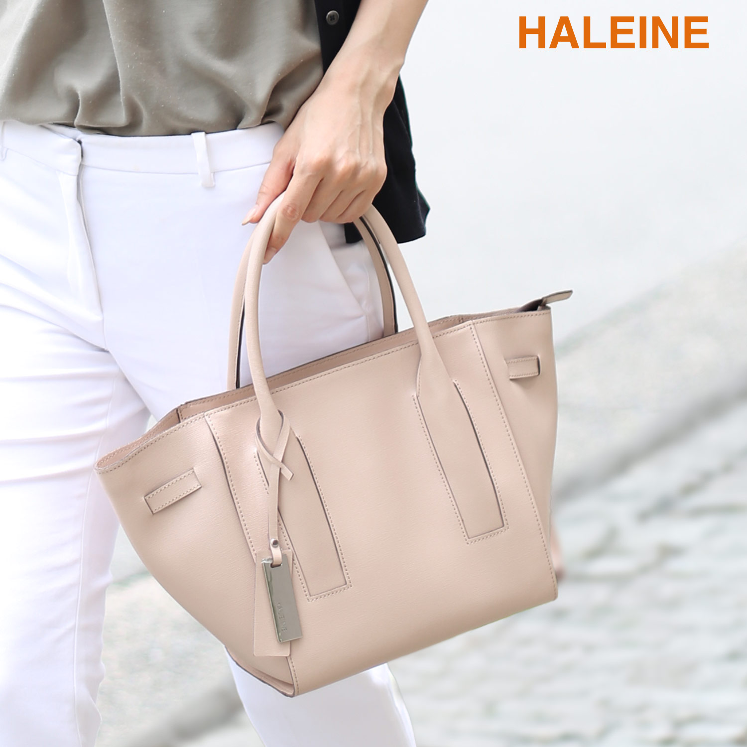 HALEINE ハンドバッグ レディース 通勤 オフィス 会社 オフィスカジュアル バッグ ミディアム サイズ 天ファスナー サフィアーノ レザー(07000177r) HALEINE（アレンヌ） ハンドバッグ レディース 通勤 オフィス 会社