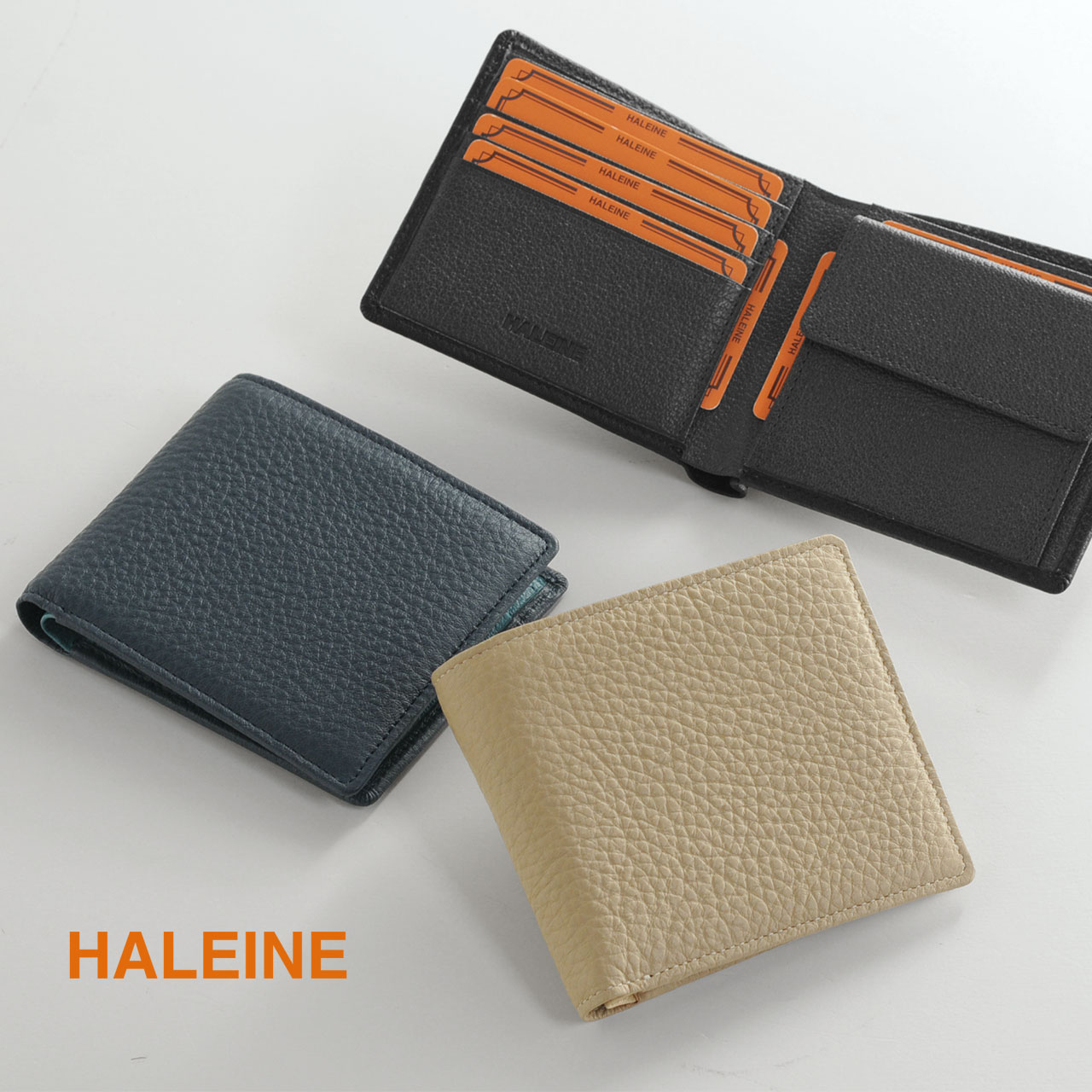 HALEINE/アレンヌ ナチュラルシュリンク 折り財布 レディース トープ/ネイビー/ブラック ブランド :07000228r:sankyo shokai 三京商会