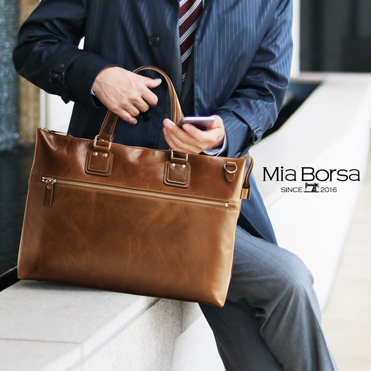 【ドラマ衣装協力品】Mia Borsa/ミアボルサ 牛革 ビジネスバッグ 2WAY A4対応 メンズ  (No.07000233)