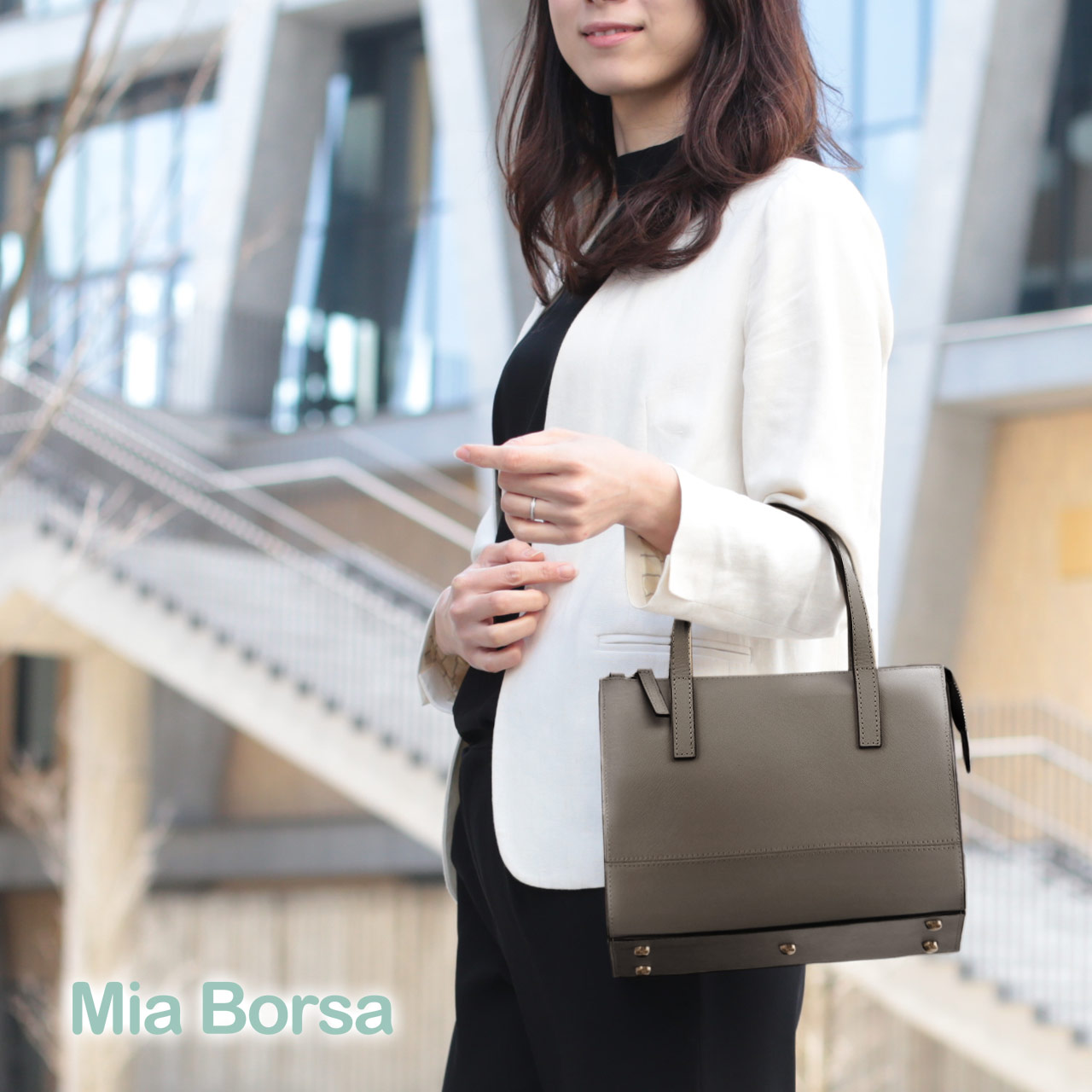 レディース 2WAY ハンドバッグ サフィアーノ レザー 牛革 ブランド Mia Borsa 斜め掛け ショルダーベルト付き (07000325r)