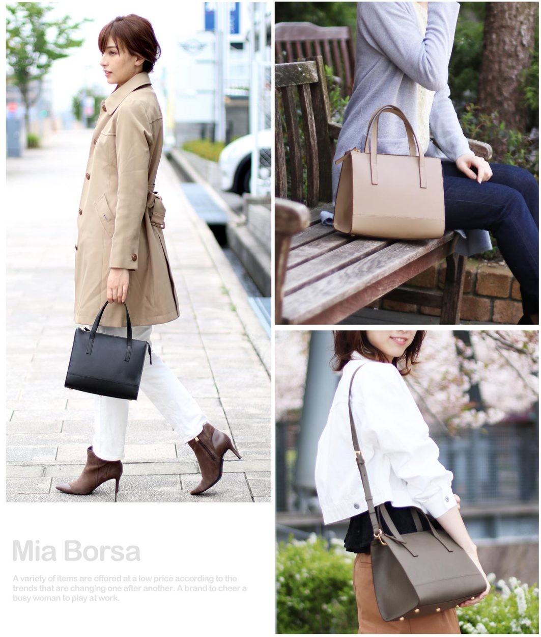 Mia Borsa（ミアボルサ） レディース 2WAY ハンドバッグ サフィアーノ
