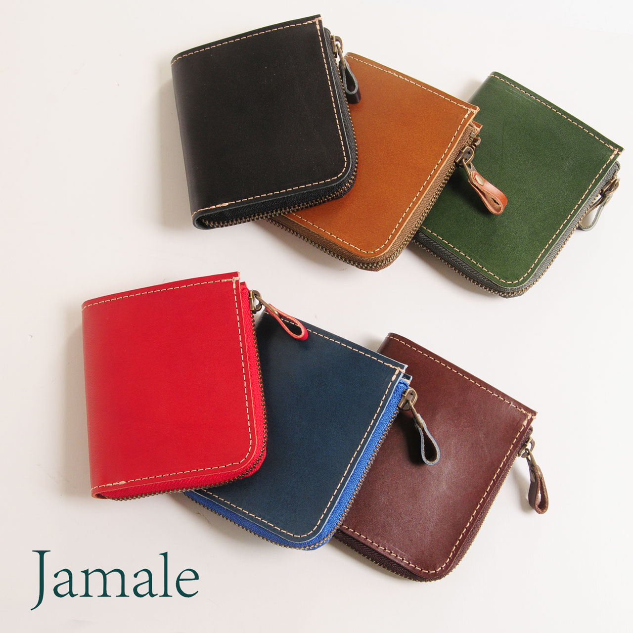 コンパクト 財布 牛革 日本製 L字ファスナー 栃木レザー 本革 Jamale [ジャマレ]【名入れ可能】(No.07000350-mens-1) Jamale（ジャマレ） ［名入れ 可能］コンパクト 財布 牛革 日本製 L字