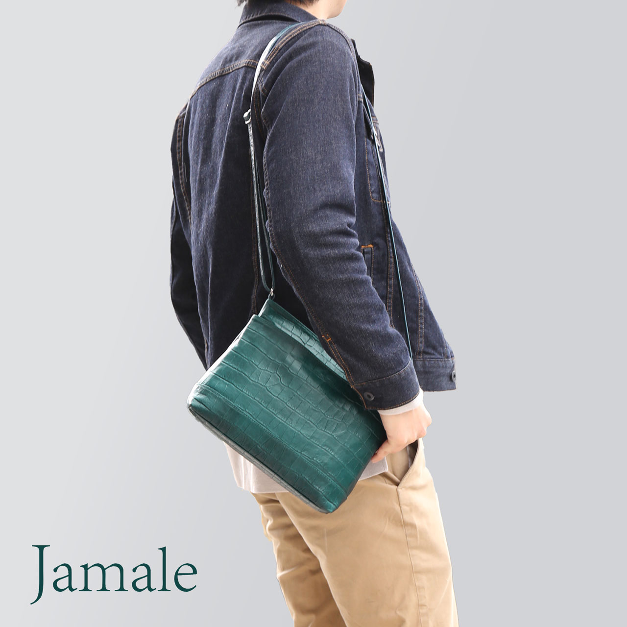 Jamale 牛革 ショルダー バッグ 日本製 クロコダイル 型押し 全5色 バレンタイン :07000369 mens 1r:sankyo shokai 三京商会