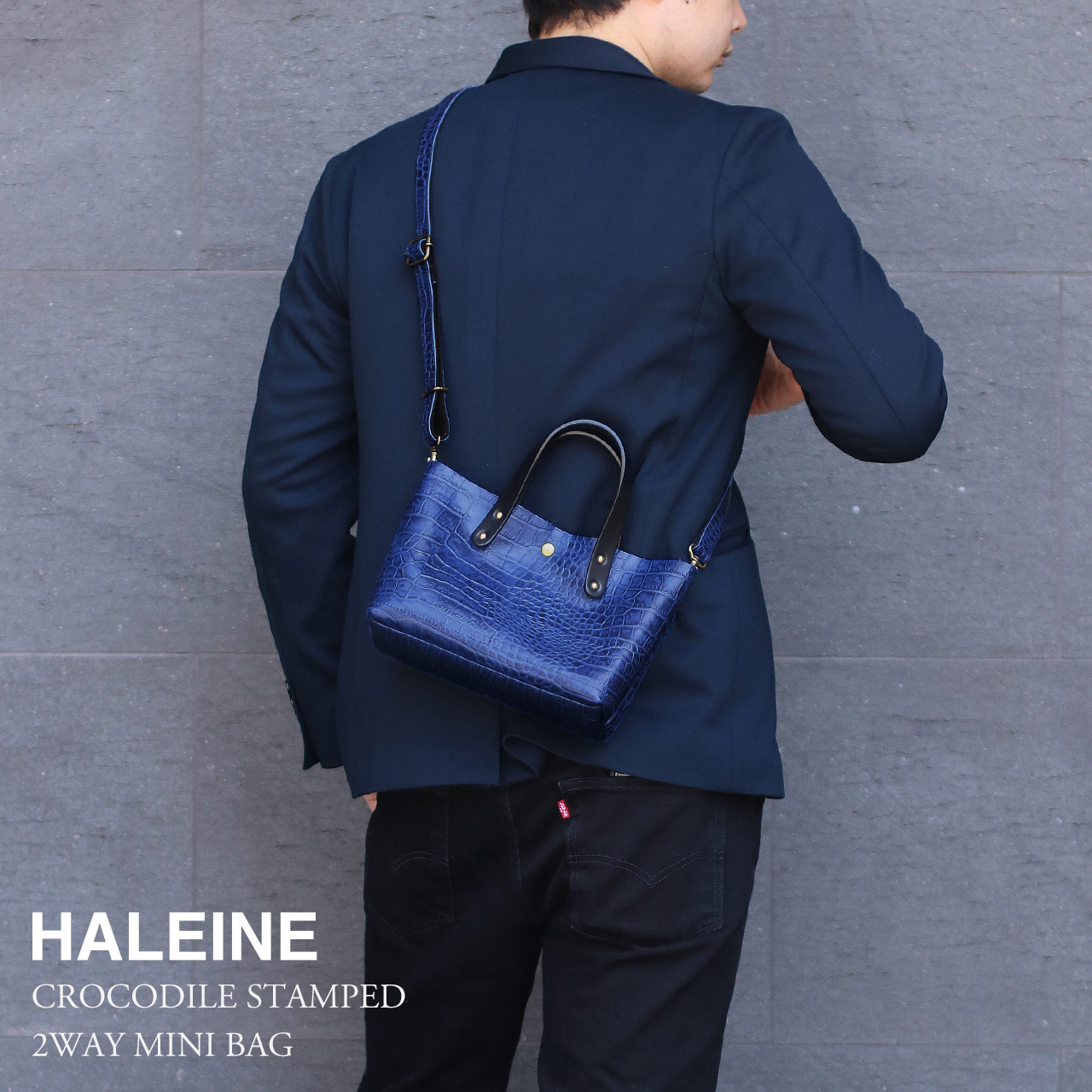 HALEINE 小さいバッグ メンズ 牛革 日本製 ミニバッグ 黒 白 2WAY