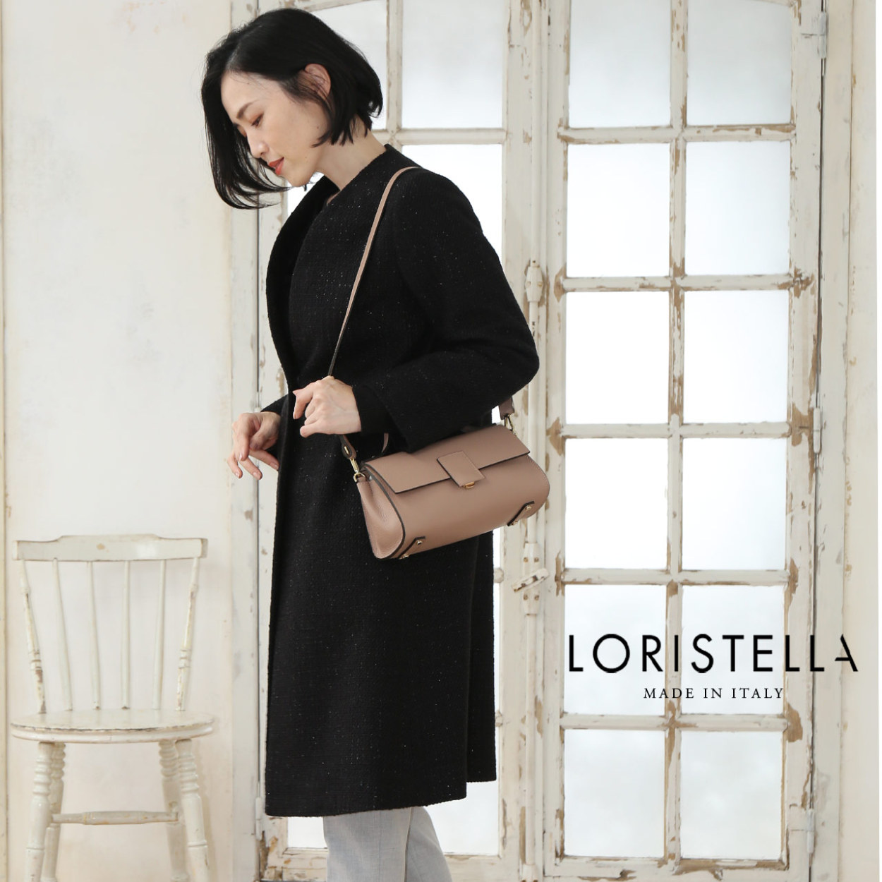 本革 2WAY バッグ レディース バッグ LORISTELLA ショルダー 牛革 イタリア製 リネン 帆布 プレゼント パイソン柄 (07000404r)｜j-white｜11