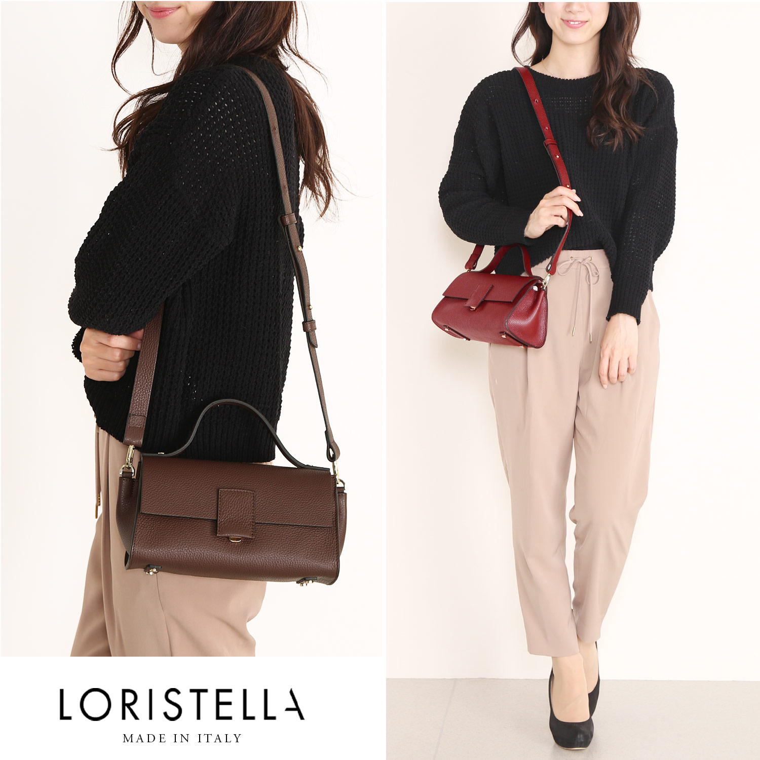 本革 2WAY バッグ レディース バッグ LORISTELLA ショルダー 牛革 イタリア製 リネン 帆布 プレゼント パイソン柄 (07000404r)｜j-white｜10