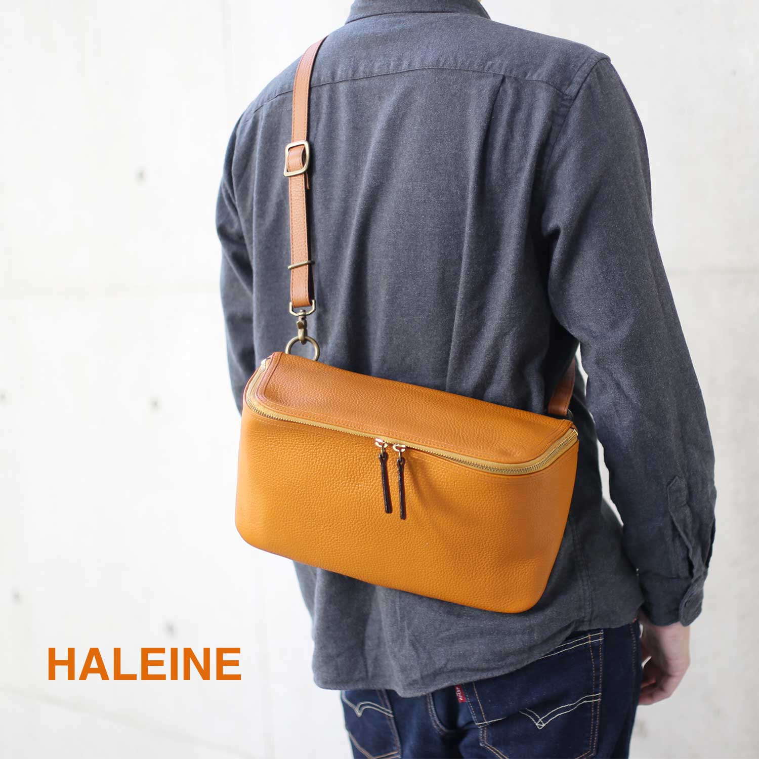 HALEINE（アレンヌ） 牛革 ボディバッグ ショルダーバッグ メンズ 日本