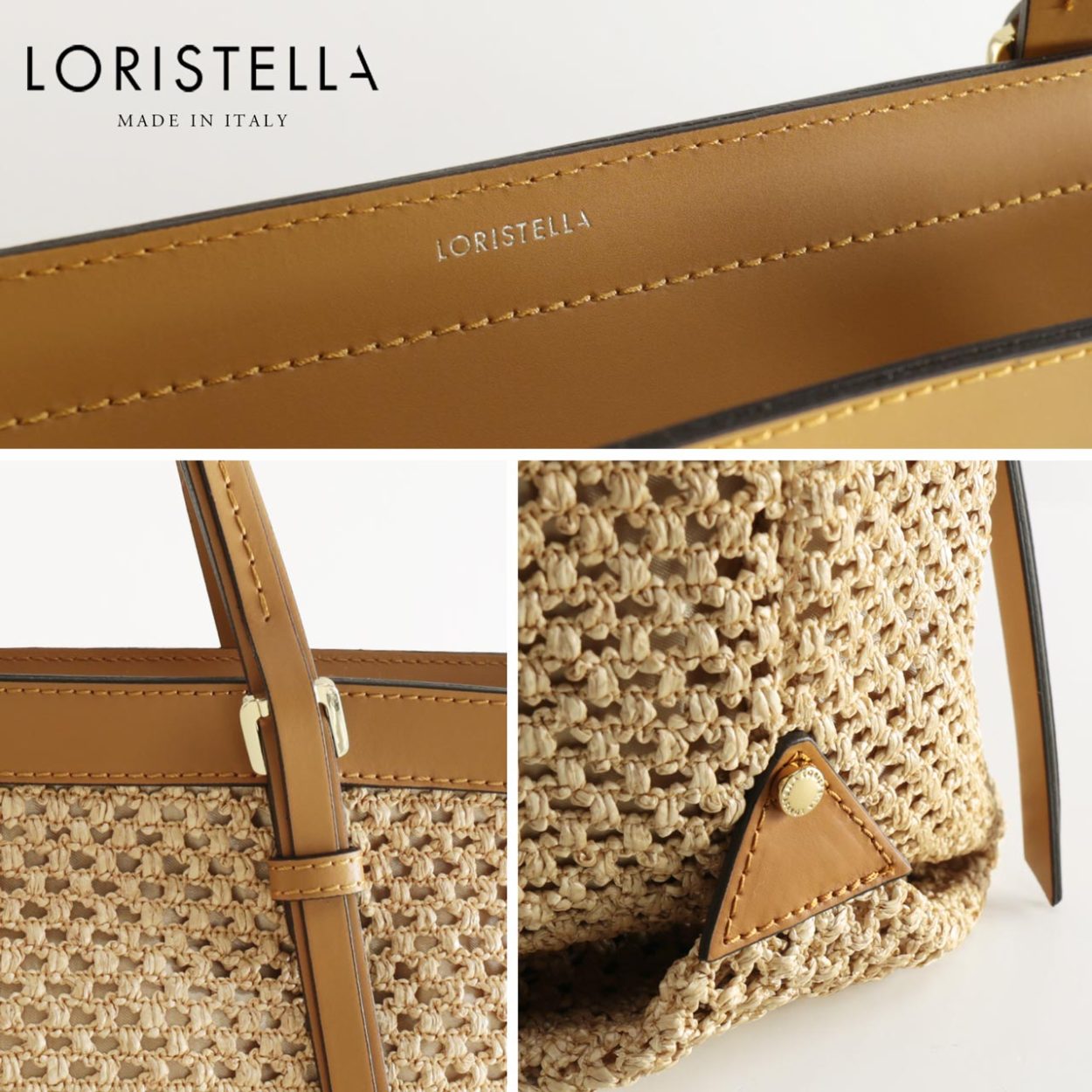 LORISTELLA トートバッグ　かごバッグ　ショルダーストラップ LORISTELLA トートバッグ レディース ストロー レザー かご