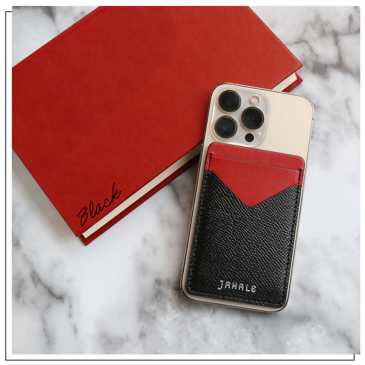 Jamale スマホ 背面ポケット 本革 カードホルダー スマホ