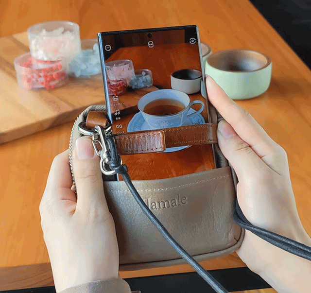 Jamale ステアーズ 日本製 牛革 スマホ ネックポーチ