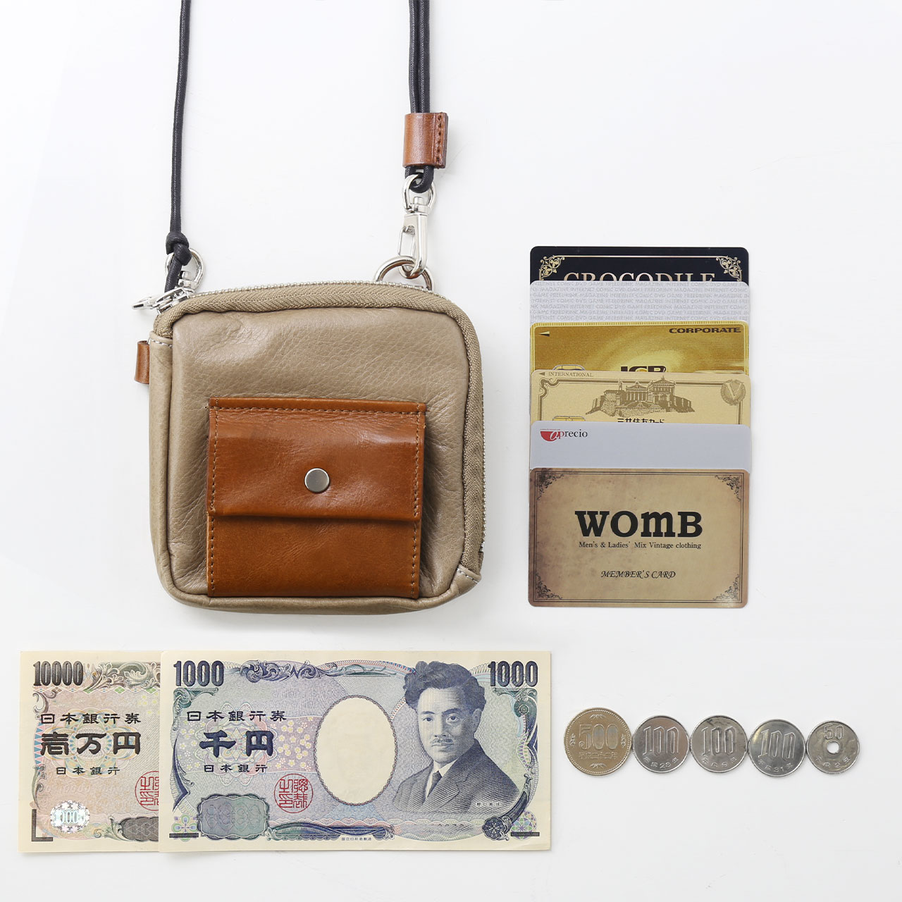 Jamale（ジャマレ） ネックウォレット メンズ 本革 カードが飛び出す