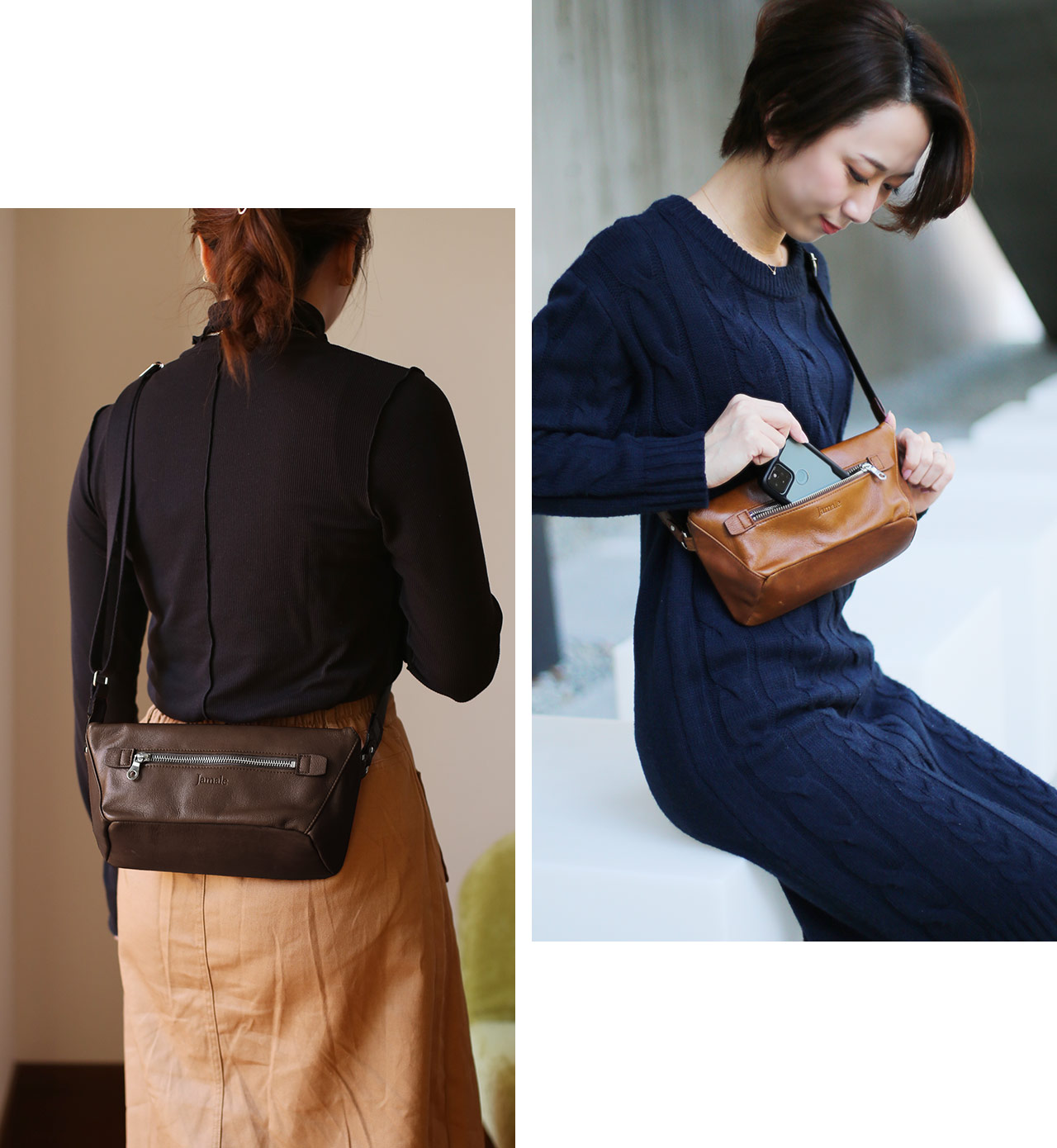 Jamale（ジャマレ） 日本製 牛革 ショルダーバッグ 中サイズ