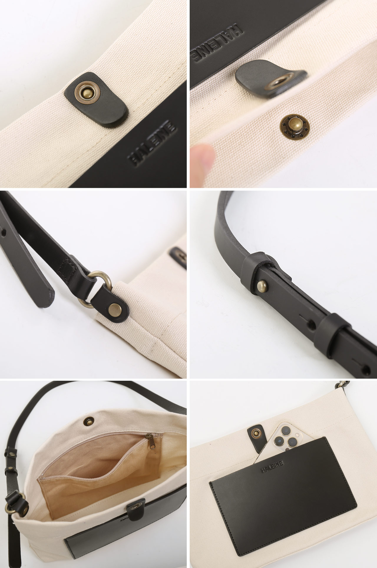 HALEINE ヌメ革 キャンバス 帆布 サコッシュ バッグ ブラント 本革