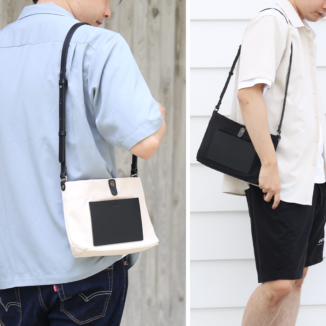 HALEINE ヌメ革 キャンバス 帆布 サコッシュ バッグ ブラント 本革