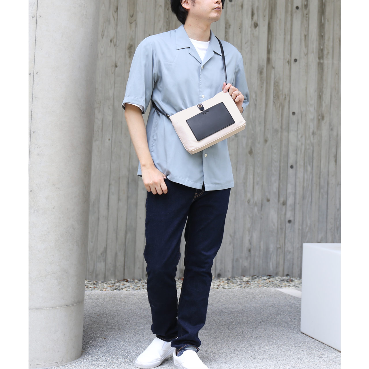 名入れ／HALEINE　キャンパス生地×ヌメ革サコッシュ　(No.07000545-mens-1)｜j-white｜15