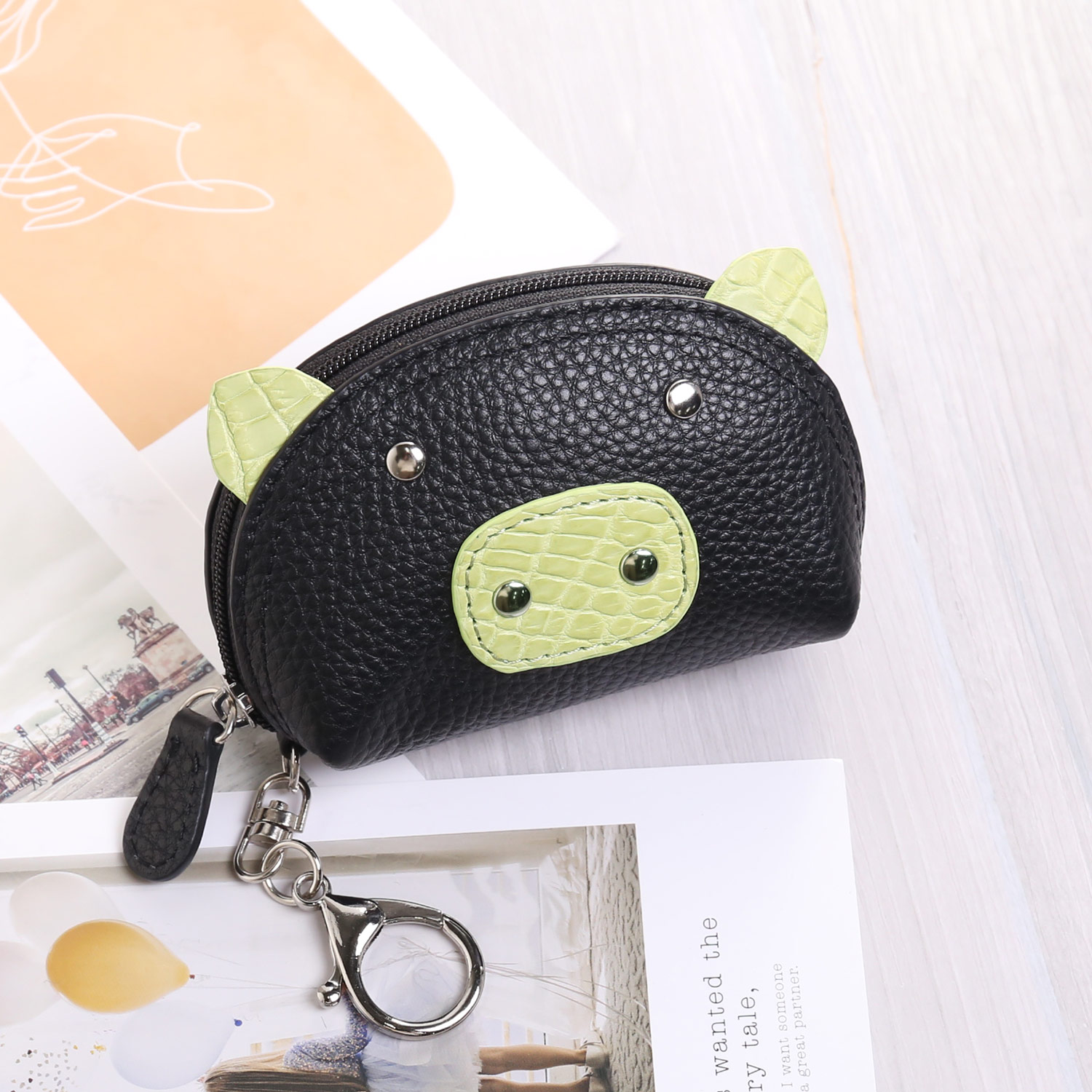 プー　未使用 analogico レザー ポーチ 黒 ECCO Wristlet Soft Pebbled レザーポーチ | ブラック
