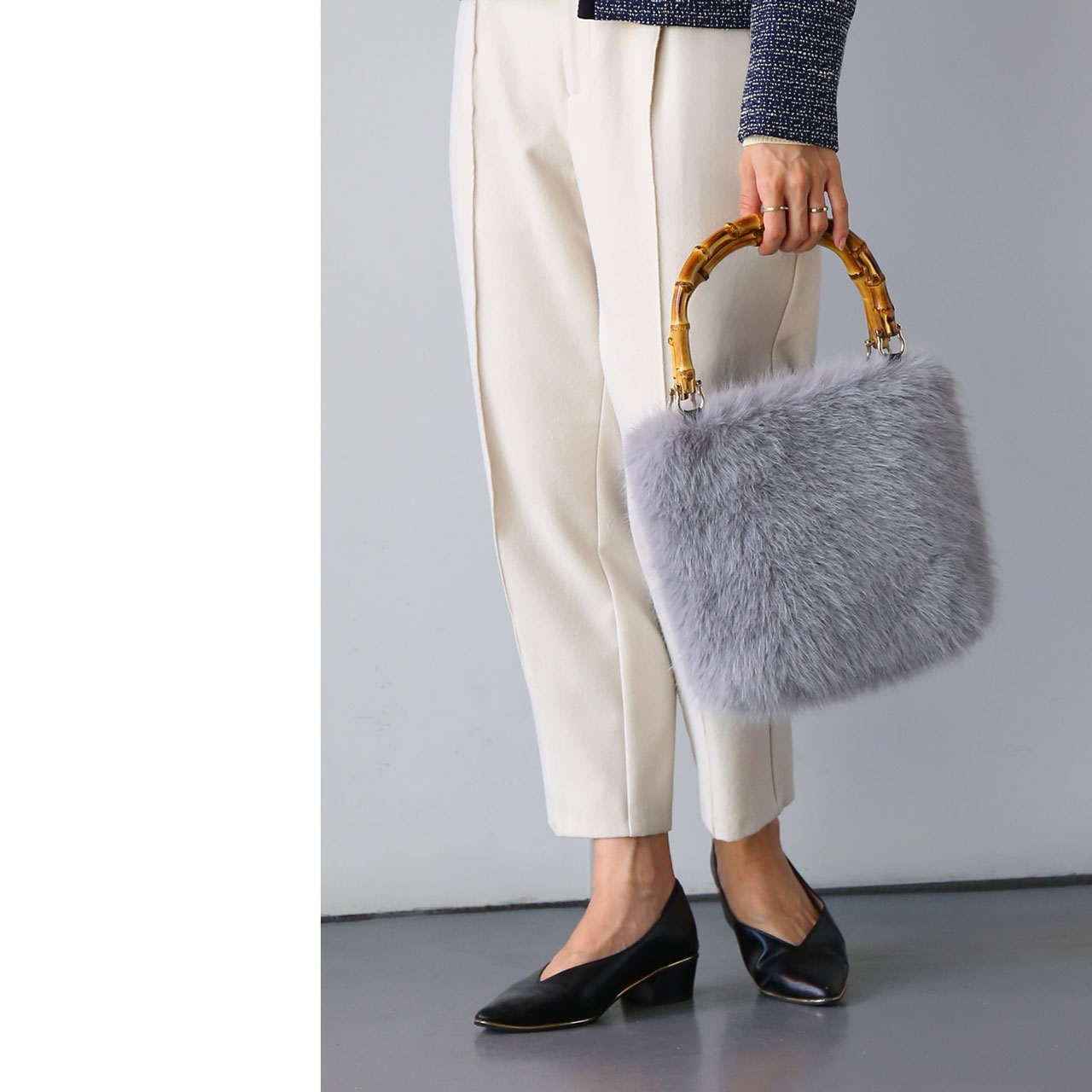 エコファー バンブー バッグ ブルーグレー