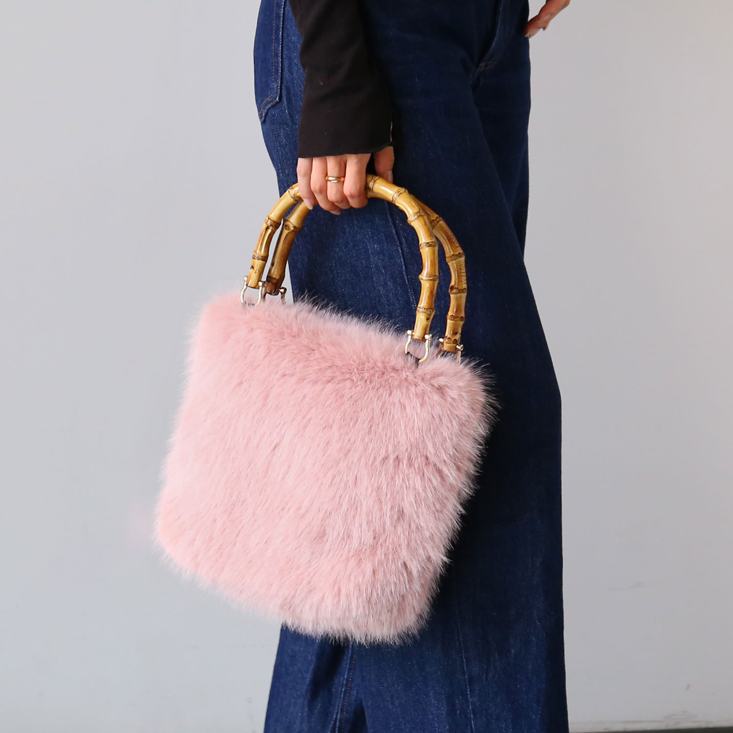 sankyo shokai（三京商会） ファーバッグ レディース バンブーハンドル