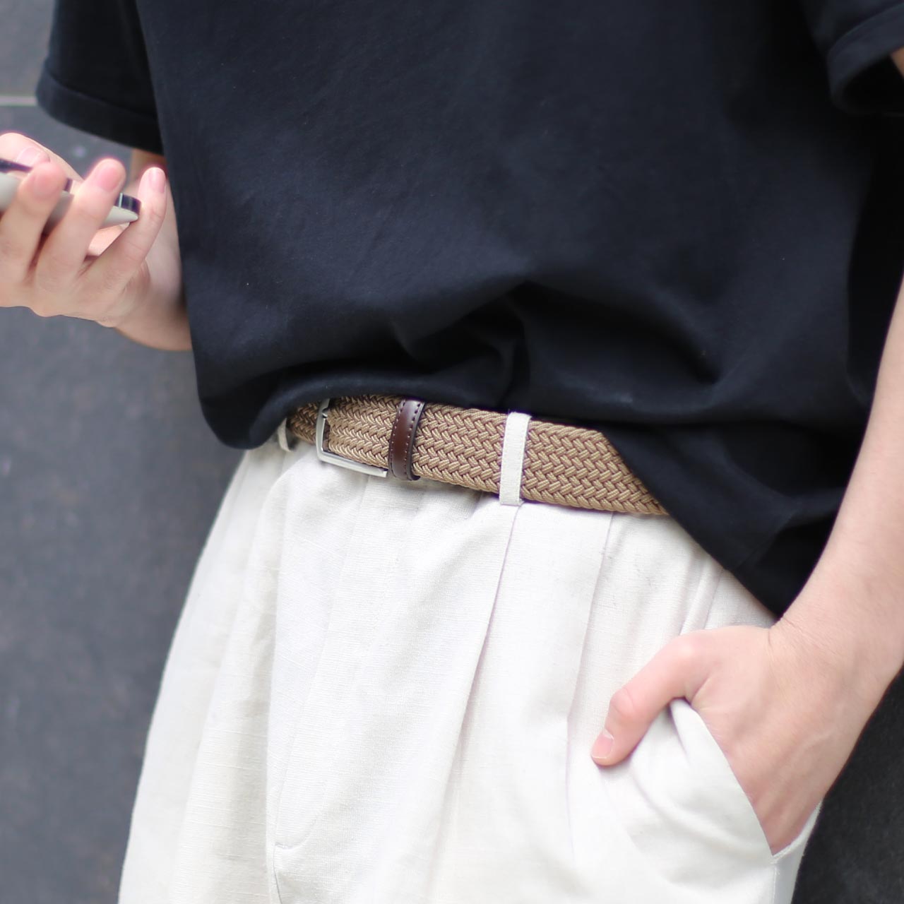 Mia Borsa（ミアボルサ） ベルト メンズ メッシュベルト 伸縮ベルト 無