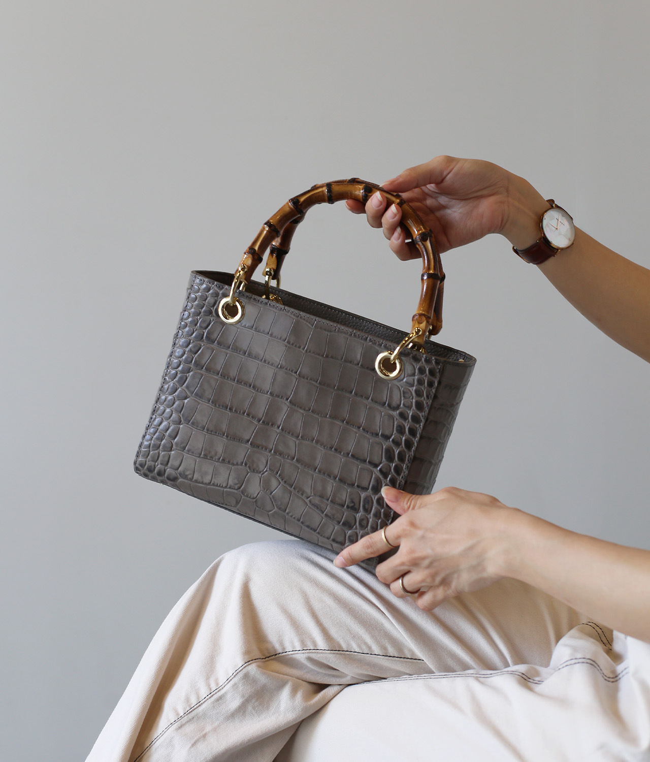 本革×バンブーハンドル スタイル