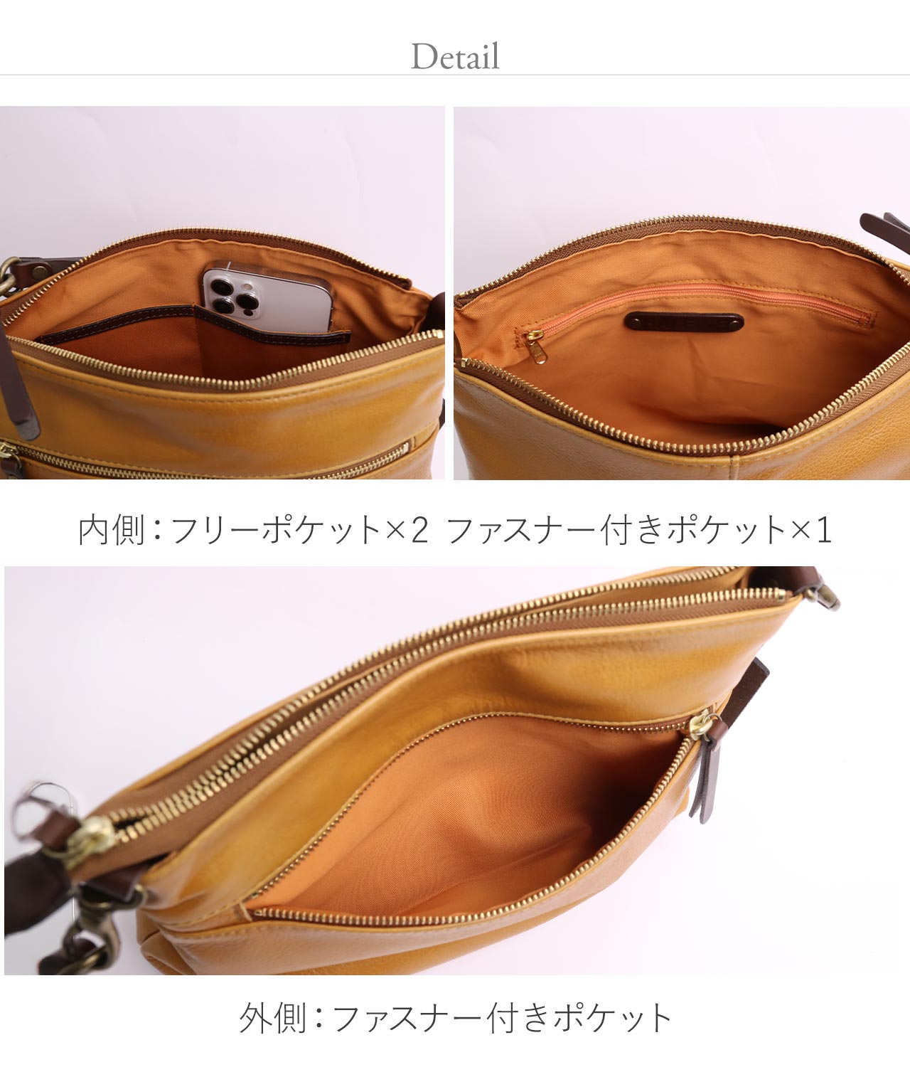 HALEINE 本革 2WAYバッグ キャメル HALEINE（アレンヌ） ショルダーバッグ レディース 斜めがけ 軽量
