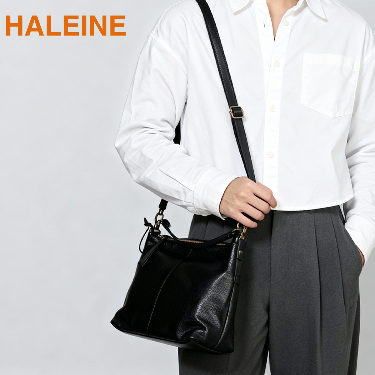 本革 2wayバッグ 斜め掛けバッグ 2way HALEINE 日本製 たつのレザー オイルレザー ショルダーバッグ 牛革 軽量 小さめ 軽い レザー HALEINE（アレンヌ） 本革 2wayバッグ 斜め掛けバッグ 2way HALEINE