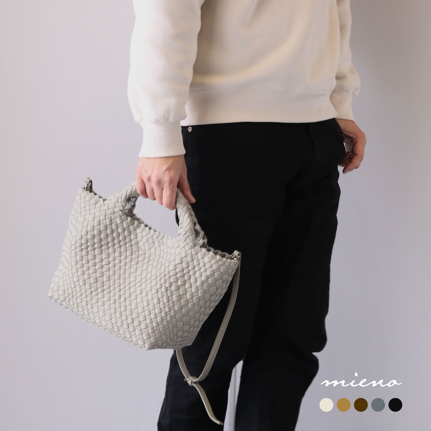 【定価2万】クルーネック プルオーバー バックメッシュ メンズＭ mieno（ミエノ） -elena- メッシュトート メンズバッグ ナイロン