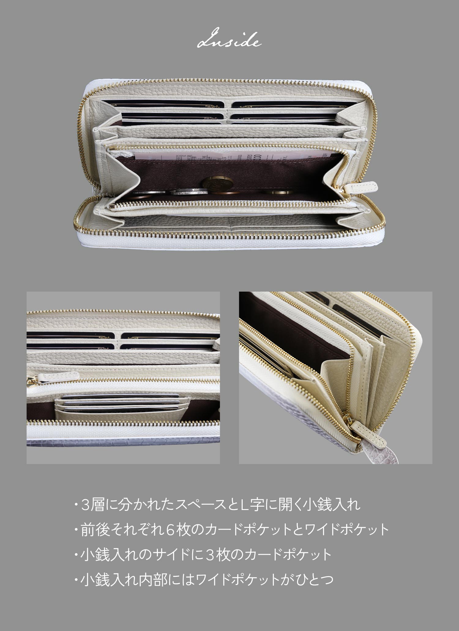 【未使用】RODANIA 折り財布　クロコ型押し　ラウンドジップ　ミニ　ヒマラヤ RODANIA（ロダニア） ラウンドファスナー長財布 メンズ 牛革