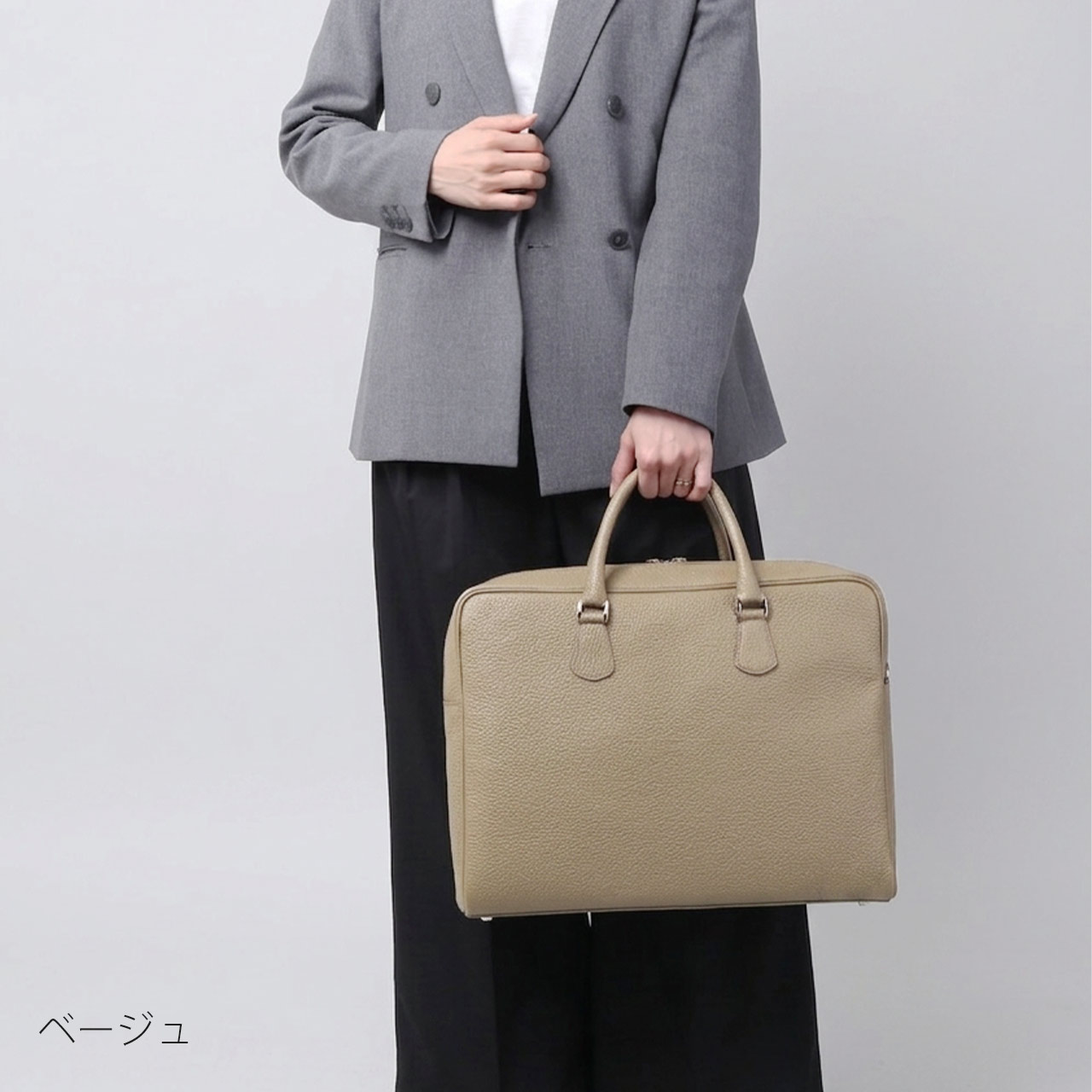 ブリーフケース 本革 ビジネスバッグ A4が入る ハンドバッグ 2way 日本製 姫路レザー 牛革 HALEINE 自立 底鋲付き ダブルファスナー 4FA (07000726r)【爆買!!】の画像