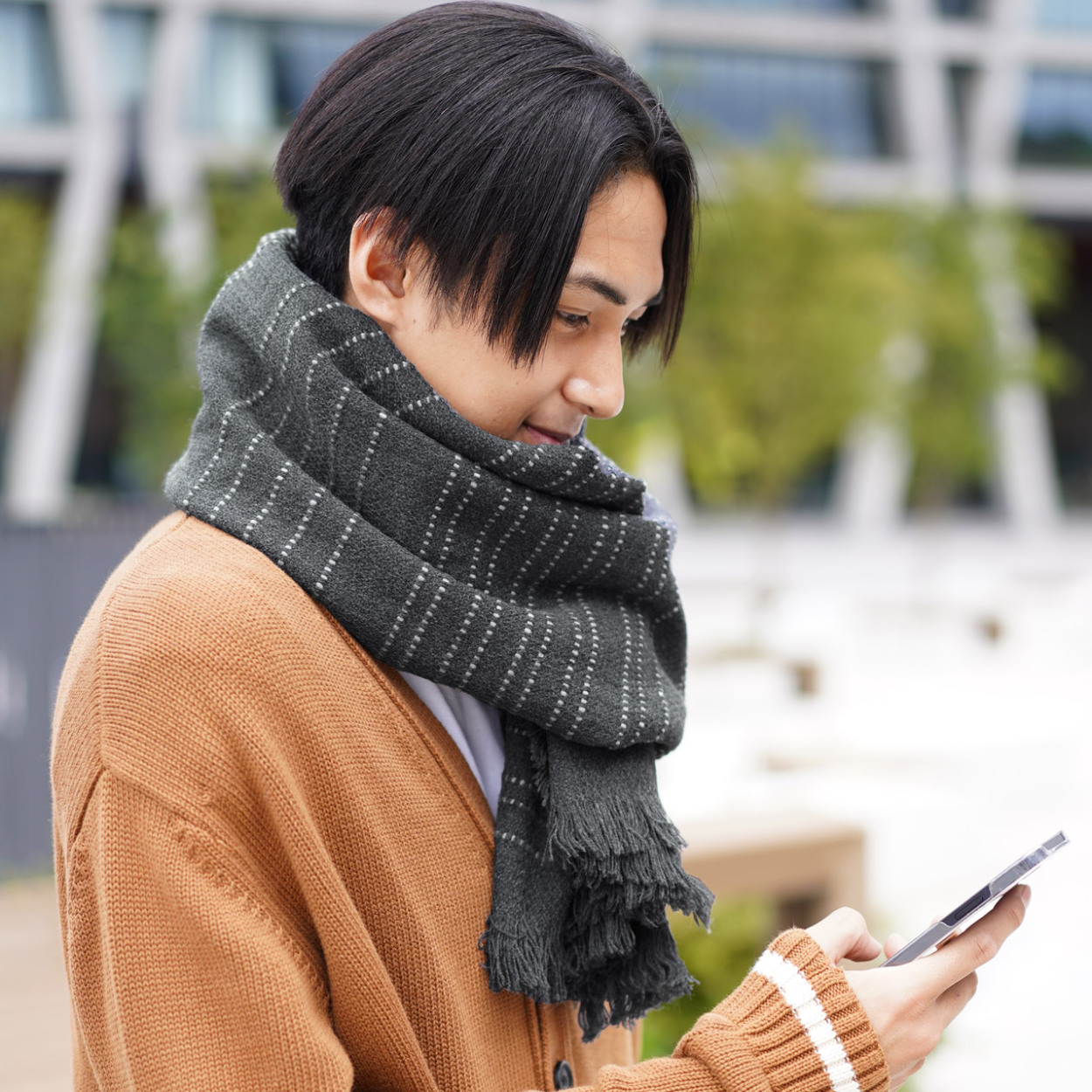 大判　ステッチデザイン　ストール