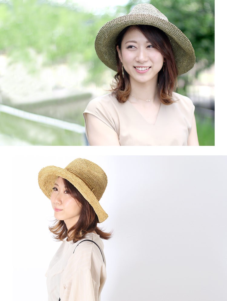 ラフィア 中折れ 帽子 レディース 春 夏 折...の詳細画像5
