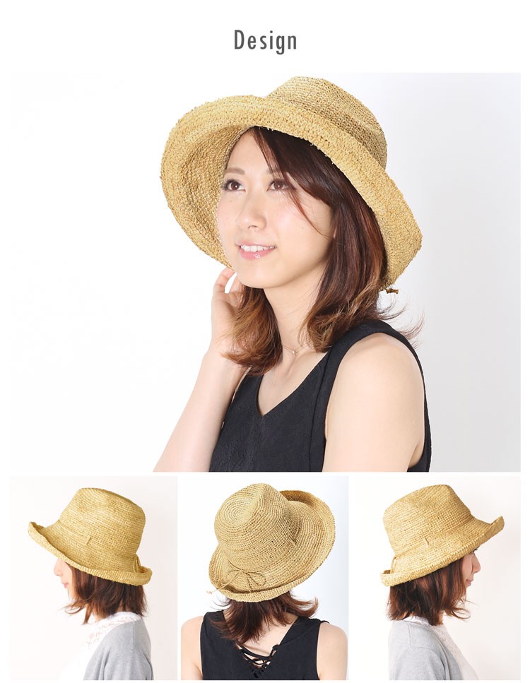 ラフィア 帽子 中折れ 夏 レディース