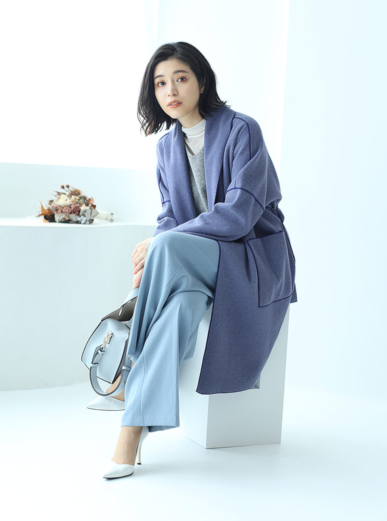 y's ラップ　ニットコート SHIPS（シップス） コート アウター ニット コート レディース