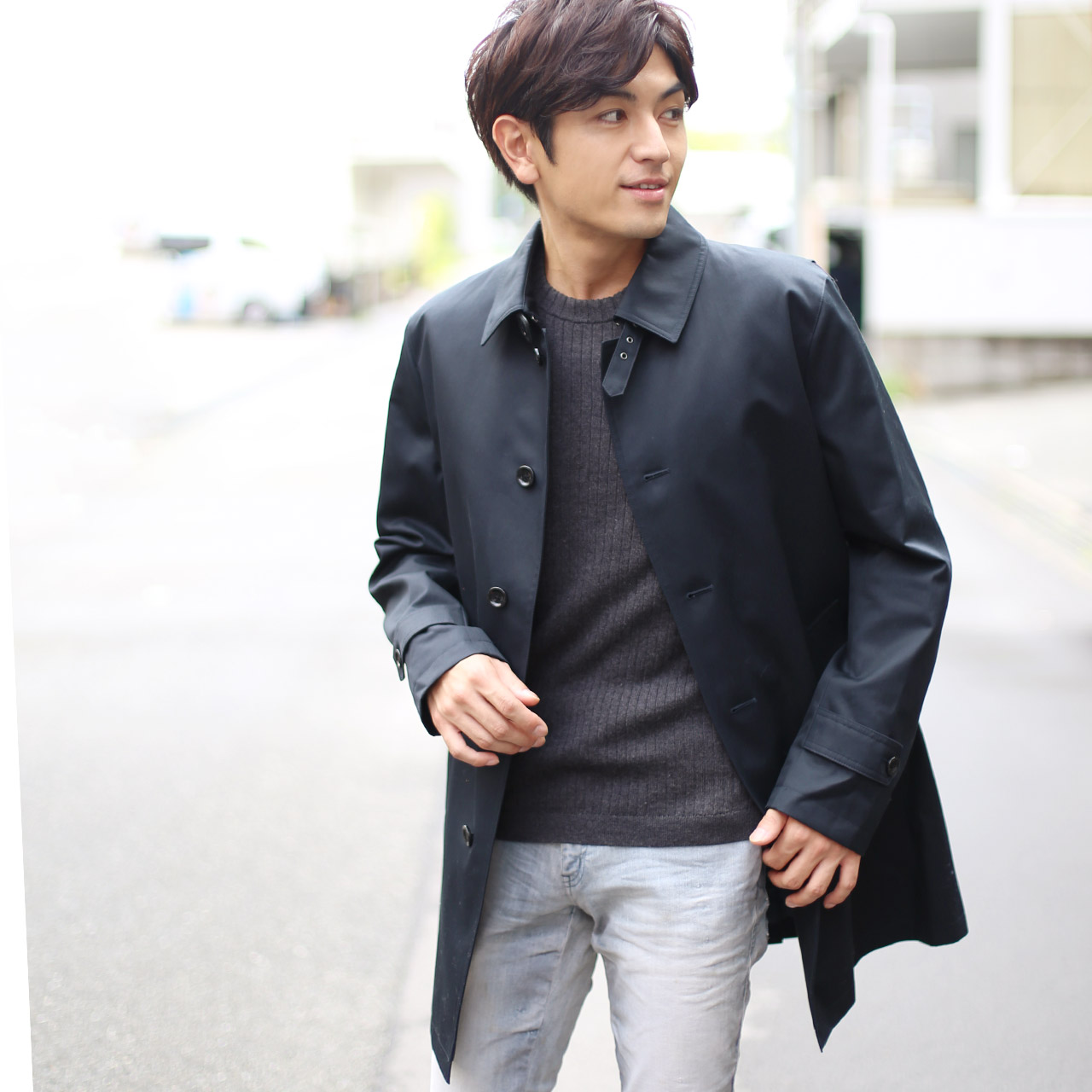 【未使用に近い・希少L】バーバリー ステンカラーコート ライナー 紺色 メンズ ✨極美品✨Burberrys バーバリーズ ステンカラーコート ライナー L 紺