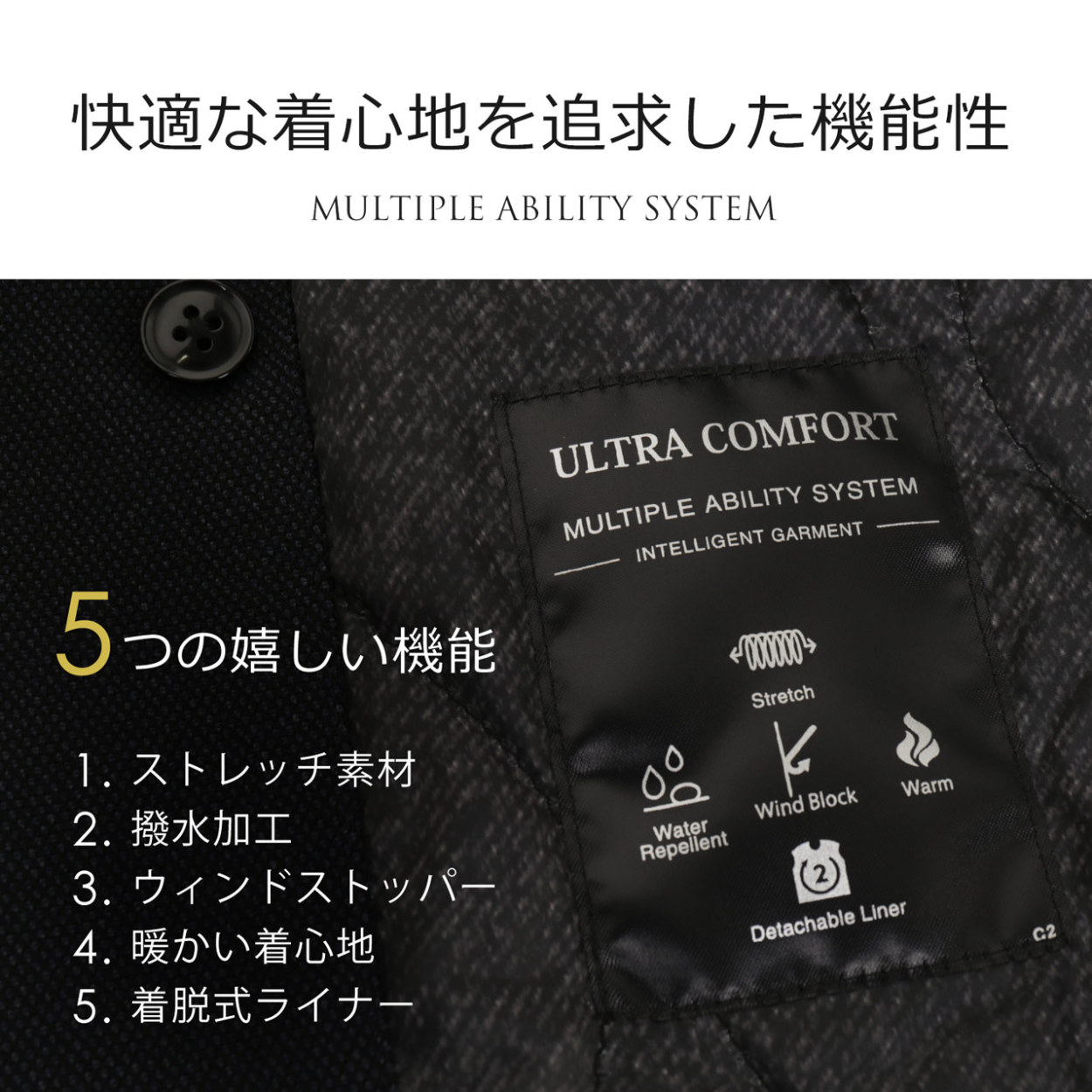 メンズ ビジネス コート スタンドカラー HALEINE アレンヌ アウター ウィンドストッパー 付き 通勤 7days シンプル 軽量 暖かい(08000198r) バレンタイン｜j-white｜05