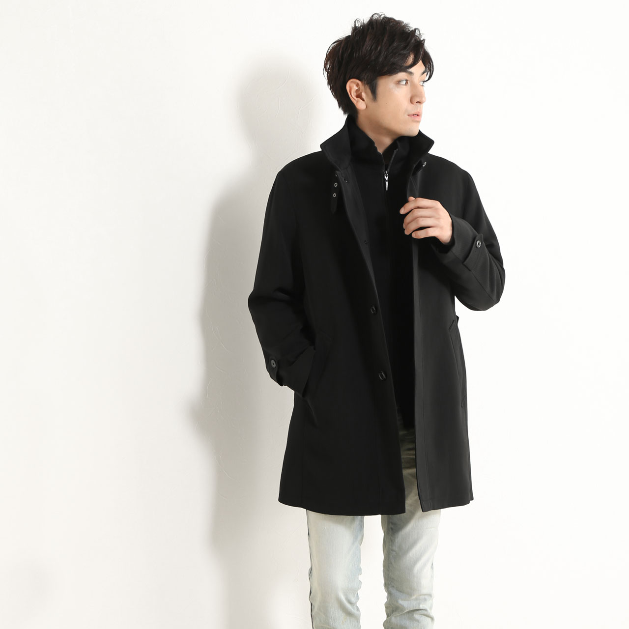 HALEINE（アレンヌ） メンズ ビジネスコート ウインドストッパー 付き