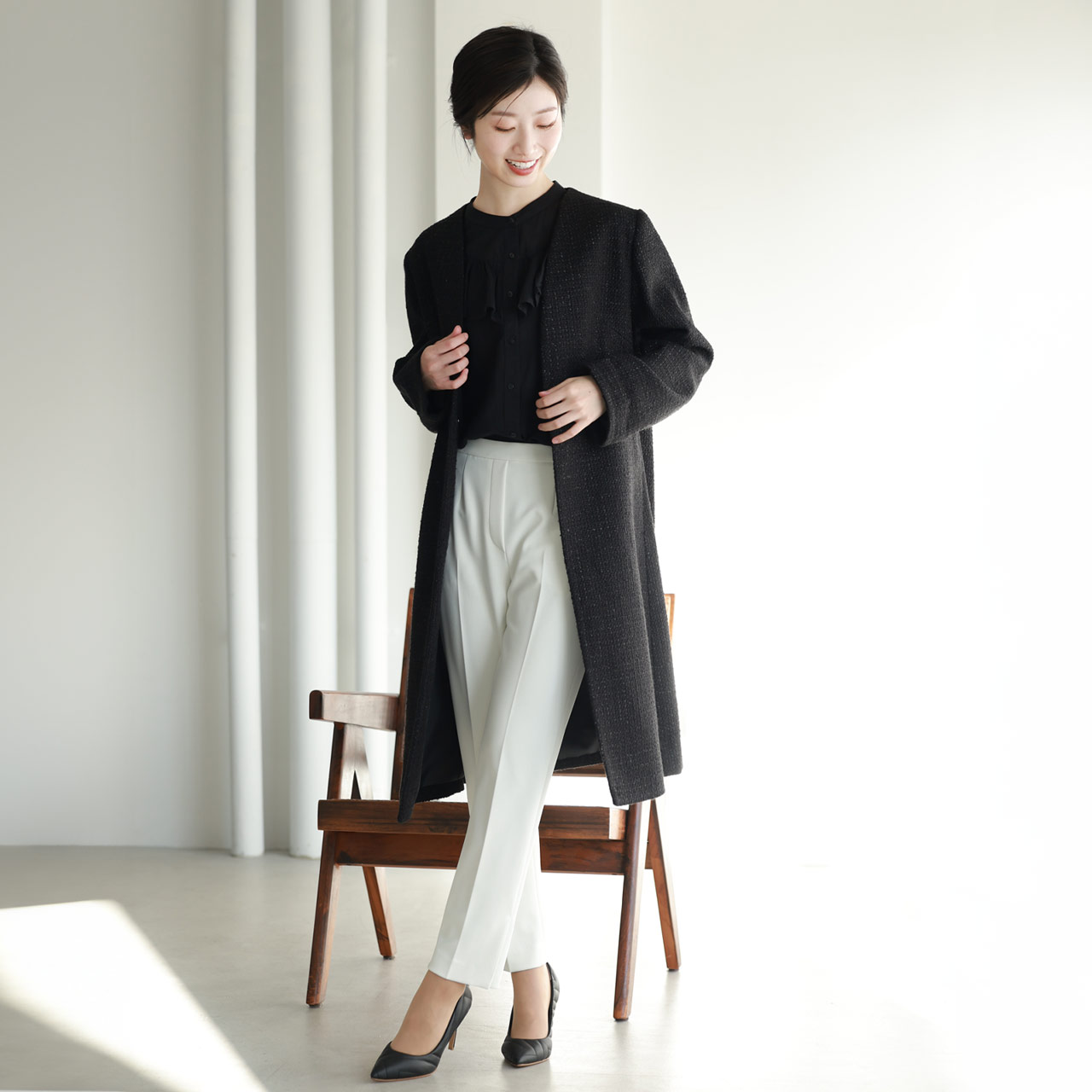 sankyo shokai（三京商会） ノーカラー コート レディース アウター