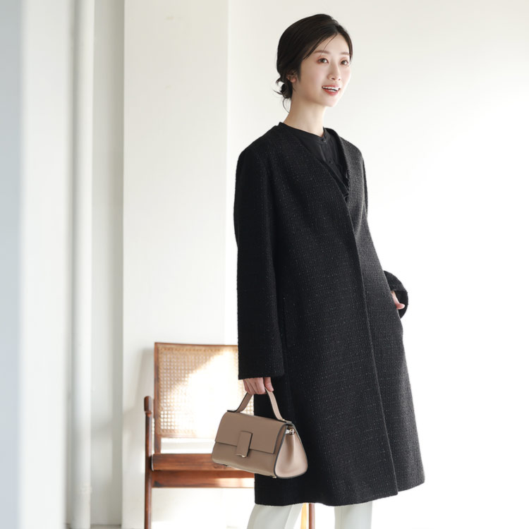 ウールテーラードコート　ブラック　新品未使用 SHIPS any any: ノンミュールジングウール ロング テーラード コート