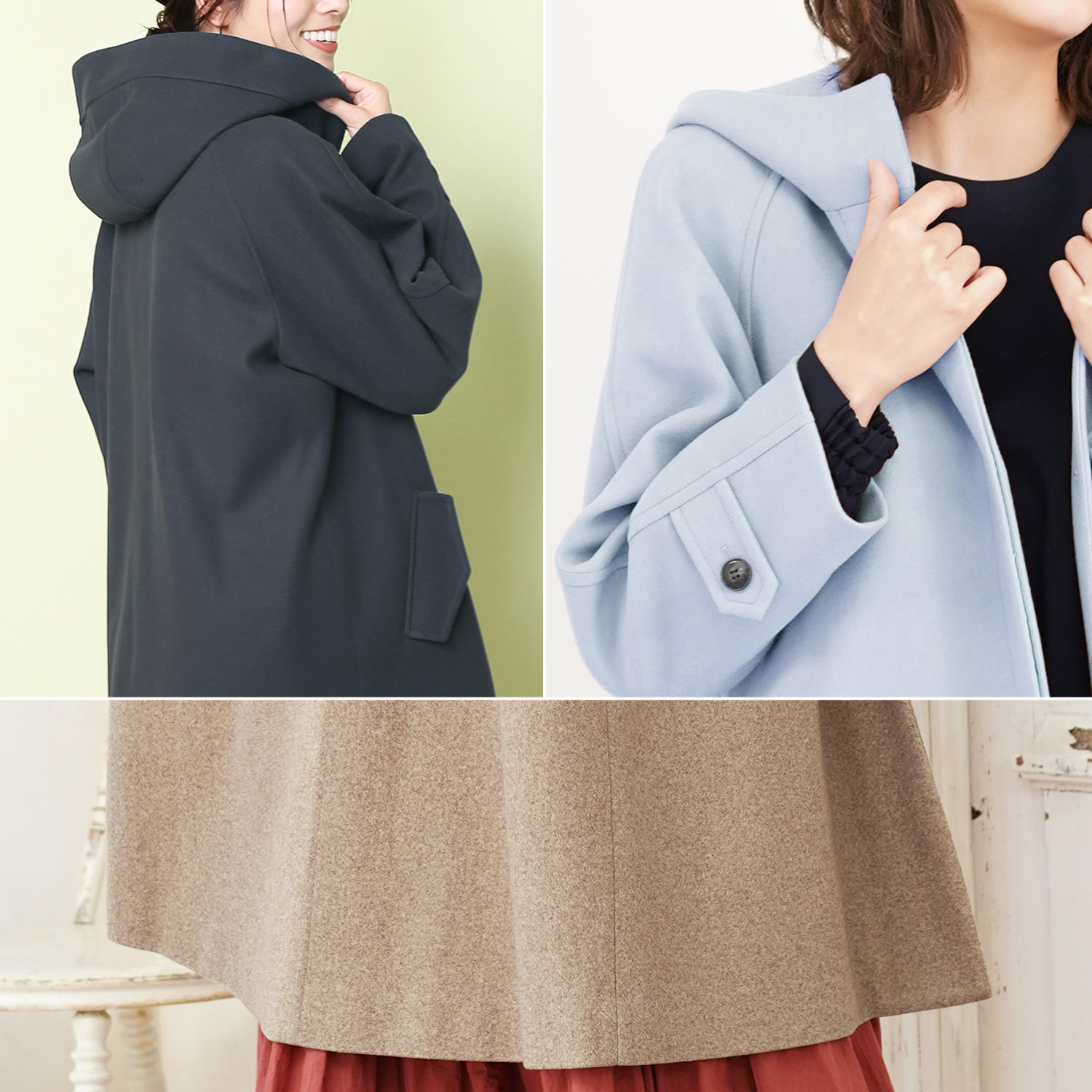 Filomo フード付きコート レディース 冬 M L ウールタッチ