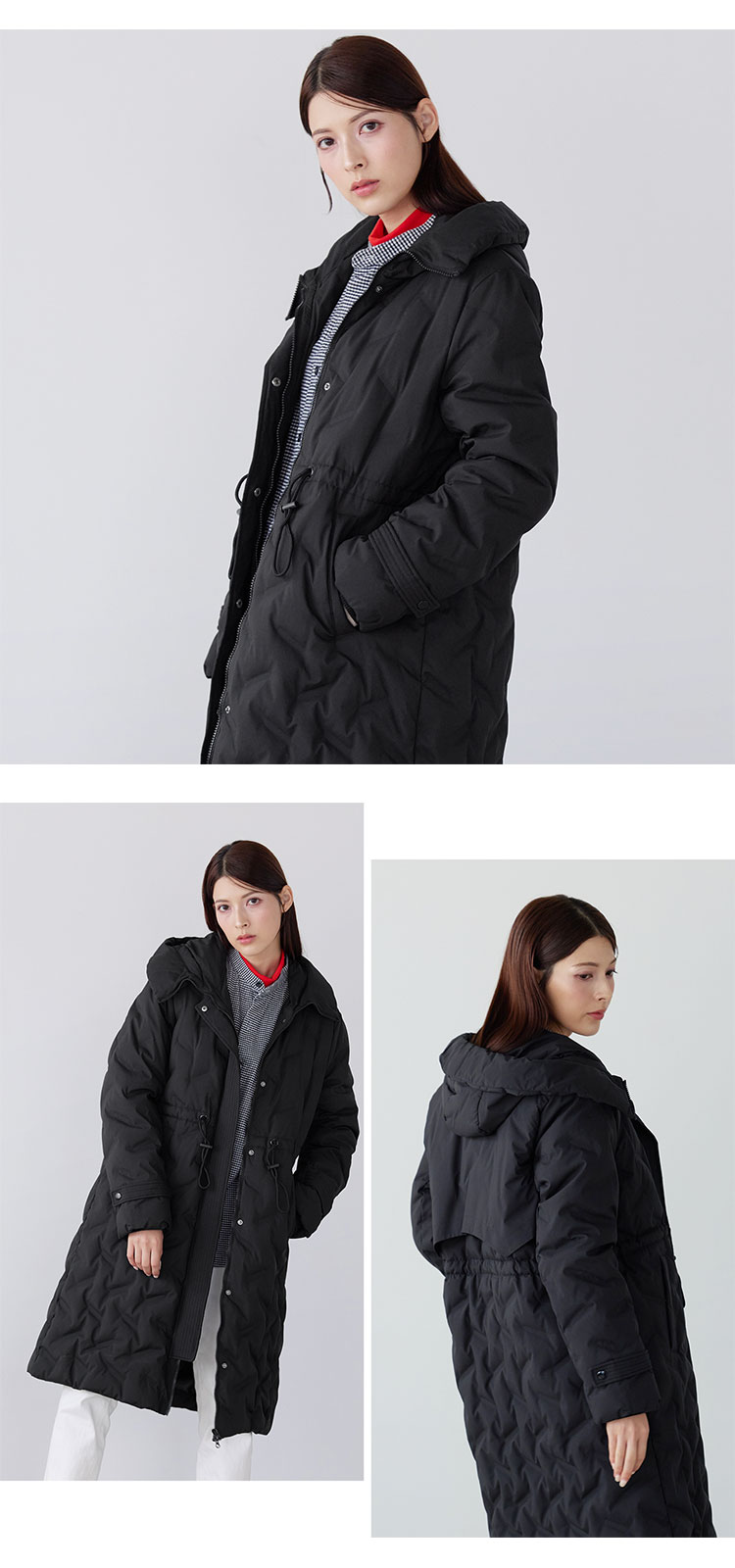 シームレス ダウンコート レディース フード付き テフロン 加工 ロング丈 Filomo ダウン 80% 撥水加工 ブラック 花粉対策(08000238r) Filomo（フィローモ） シームレス ダウンコート レディース フード付き