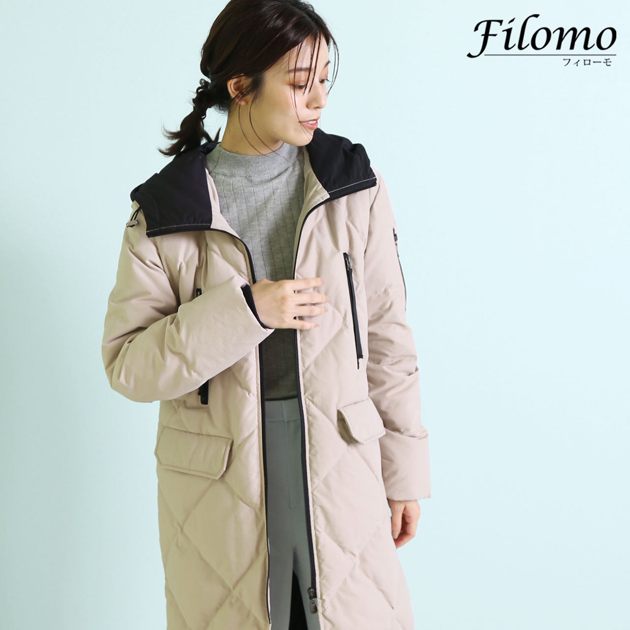 Filomo ダウン コート レディース フード付き ロング Filomo [5%offクーポン]ダウンコート レディース フード付き