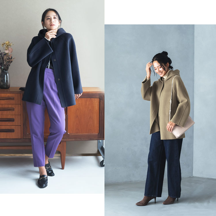 Filomo フレアジャケット Filomo フード付き コート カシミヤ 一枚仕立て フレア アウター
